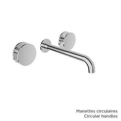 Baril Two handles wall-mounted lavatory faucet (without handle), drain not included