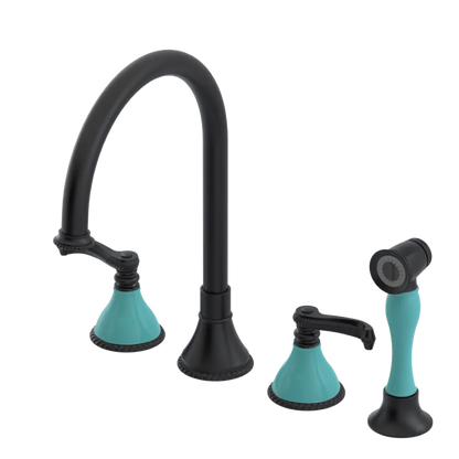 Rubinet Widespread Kitchen Set with Hand Spray Matt Black