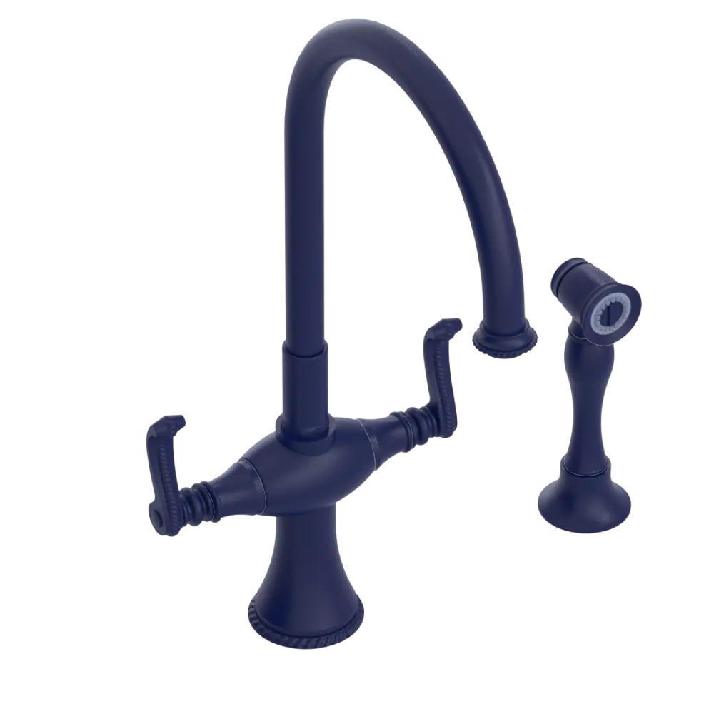 Rubinet Two Handle Single Hole Kitchen Set with Hand Spray Midnight Blue