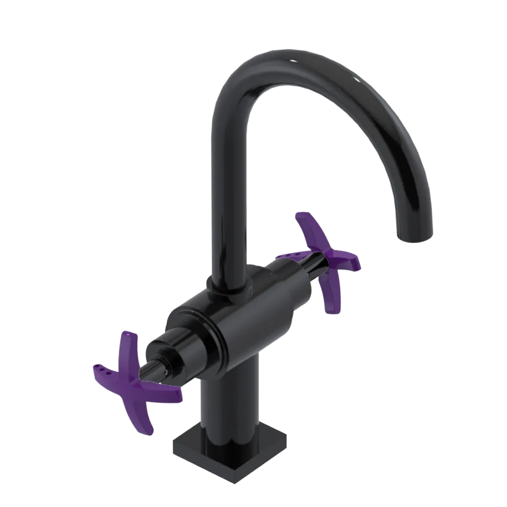 Rubinet Single Hole Dual Handle Lav. Set. (less drain) Black