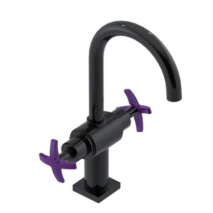 Rubinet Single Hole Dual Handle Lav. Set. (less drain) Black