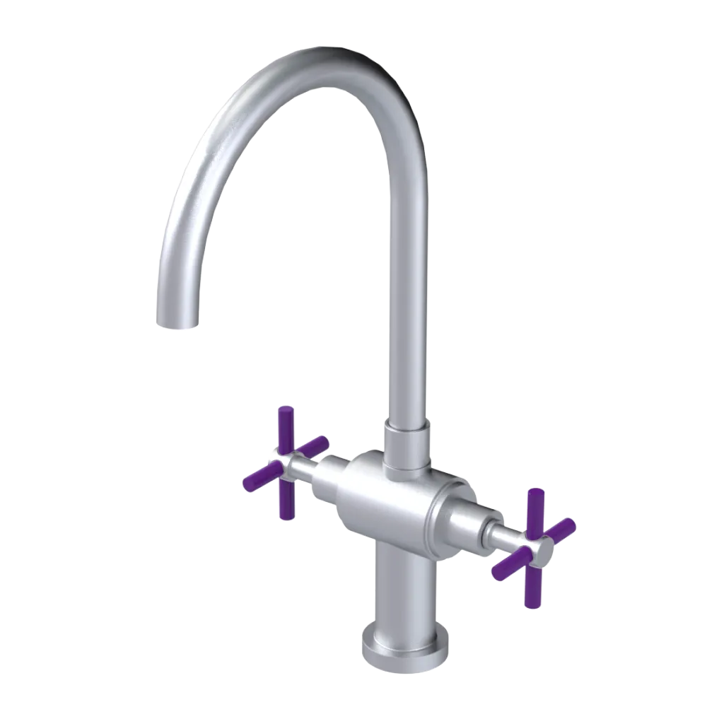 Rubinet Two Handle Single Hole Kitchen Set with LaSalle Spout Satin Chrome