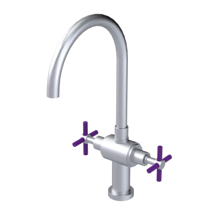 Rubinet Two Handle Single Hole Kitchen Set with LaSalle Spout Satin Chrome
