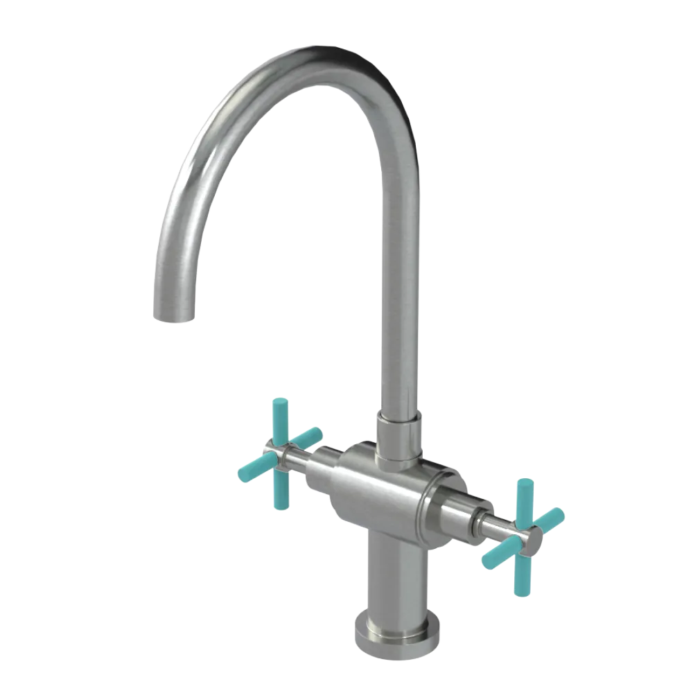 Rubinet Two Handle Single Hole Kitchen Set with LaSalle Spout Satin Nickel