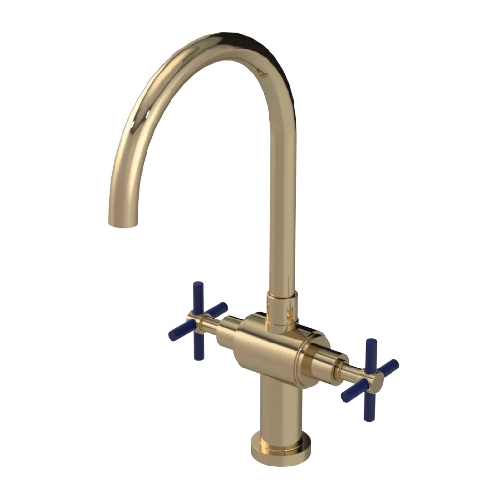 Rubinet Two Handle Single Hole Kitchen Set with LaSalle Spout Gold