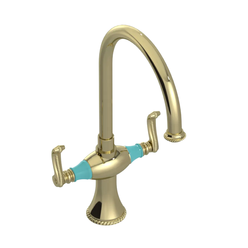 Rubinet Two Handle Single Hole Kitchen Set Gold