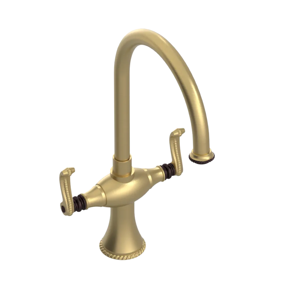 Rubinet Two Handle Single Hole Kitchen Set Satin Gold