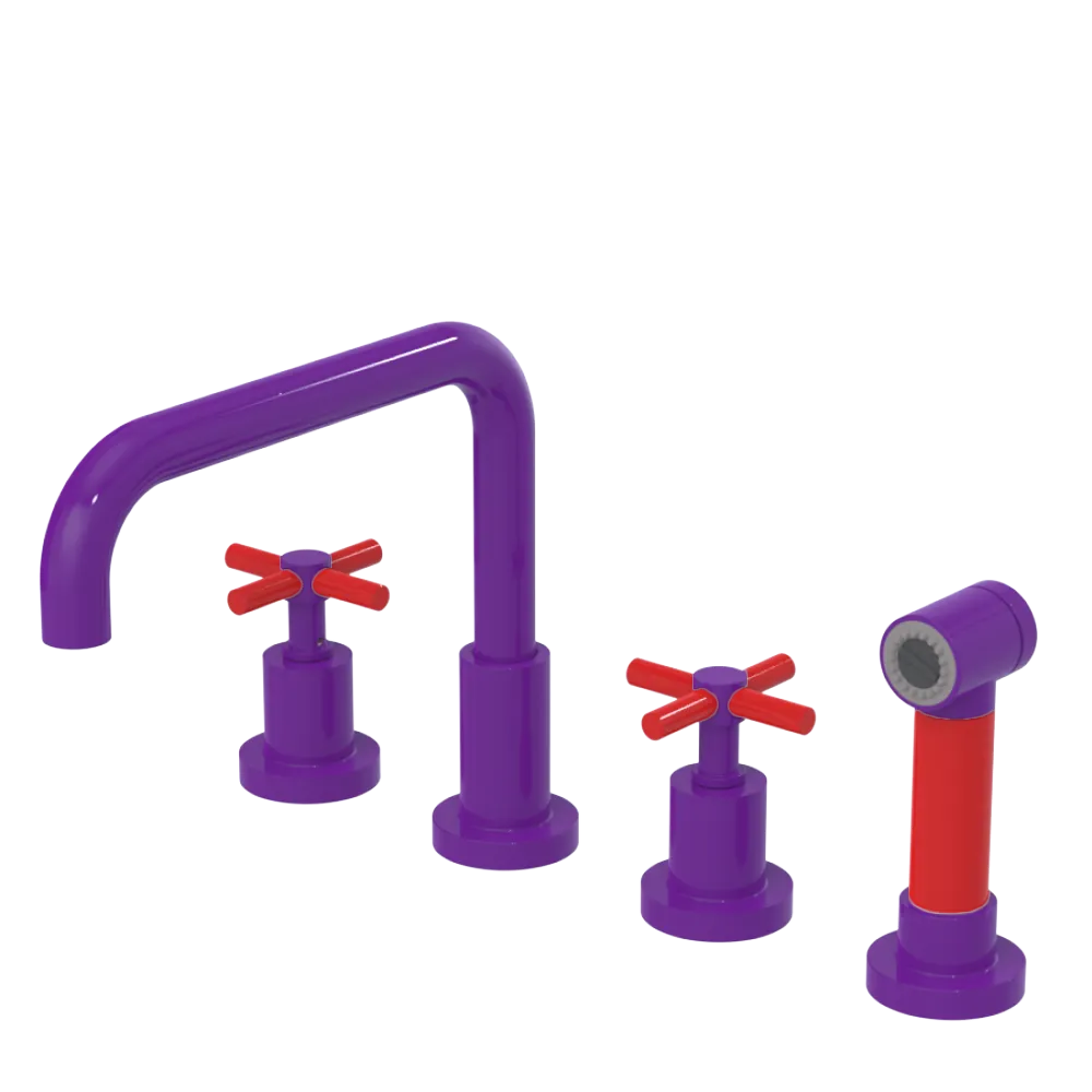 Rubinet Widespread Kitchen Set with Hand Spray Purple Haze