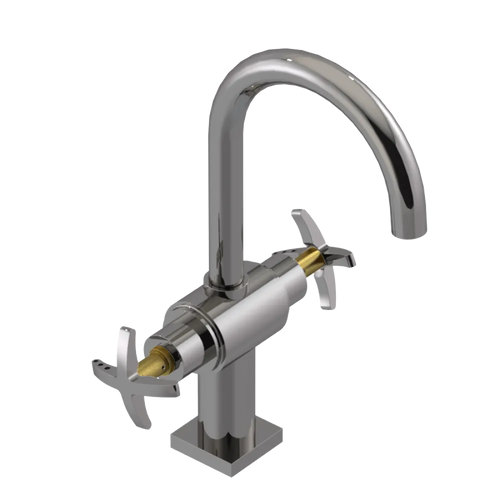 Rubinet Single Hole Dual Handle Lav. Set. (less drain) Polished Nickel
