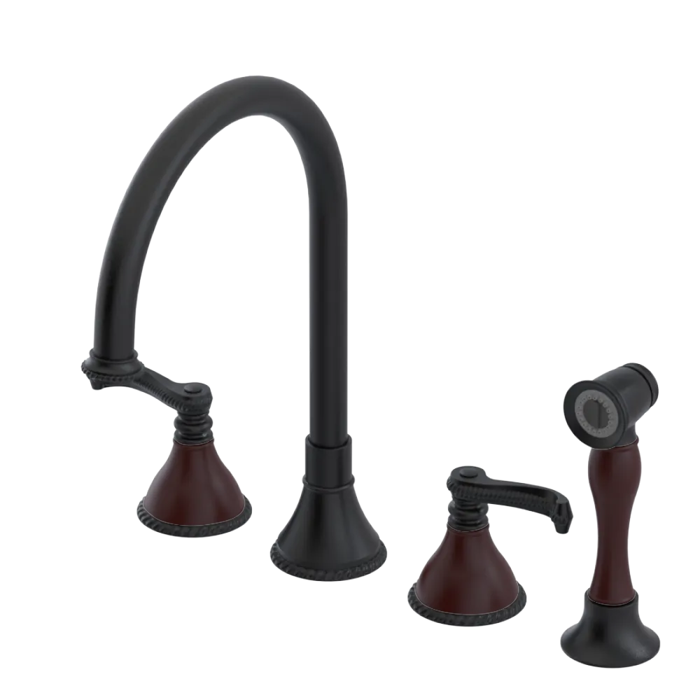 Rubinet Widespread Kitchen Set with Hand Spray Matt Black