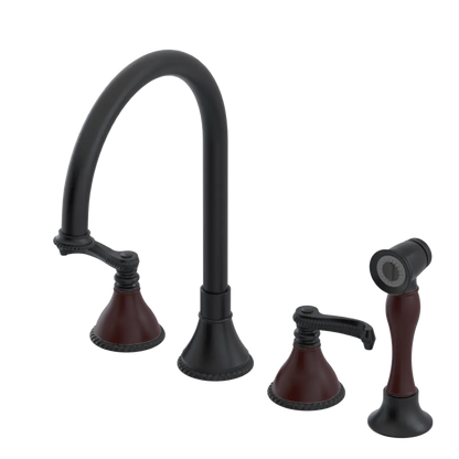 Rubinet Widespread Kitchen Set with Hand Spray Matt Black