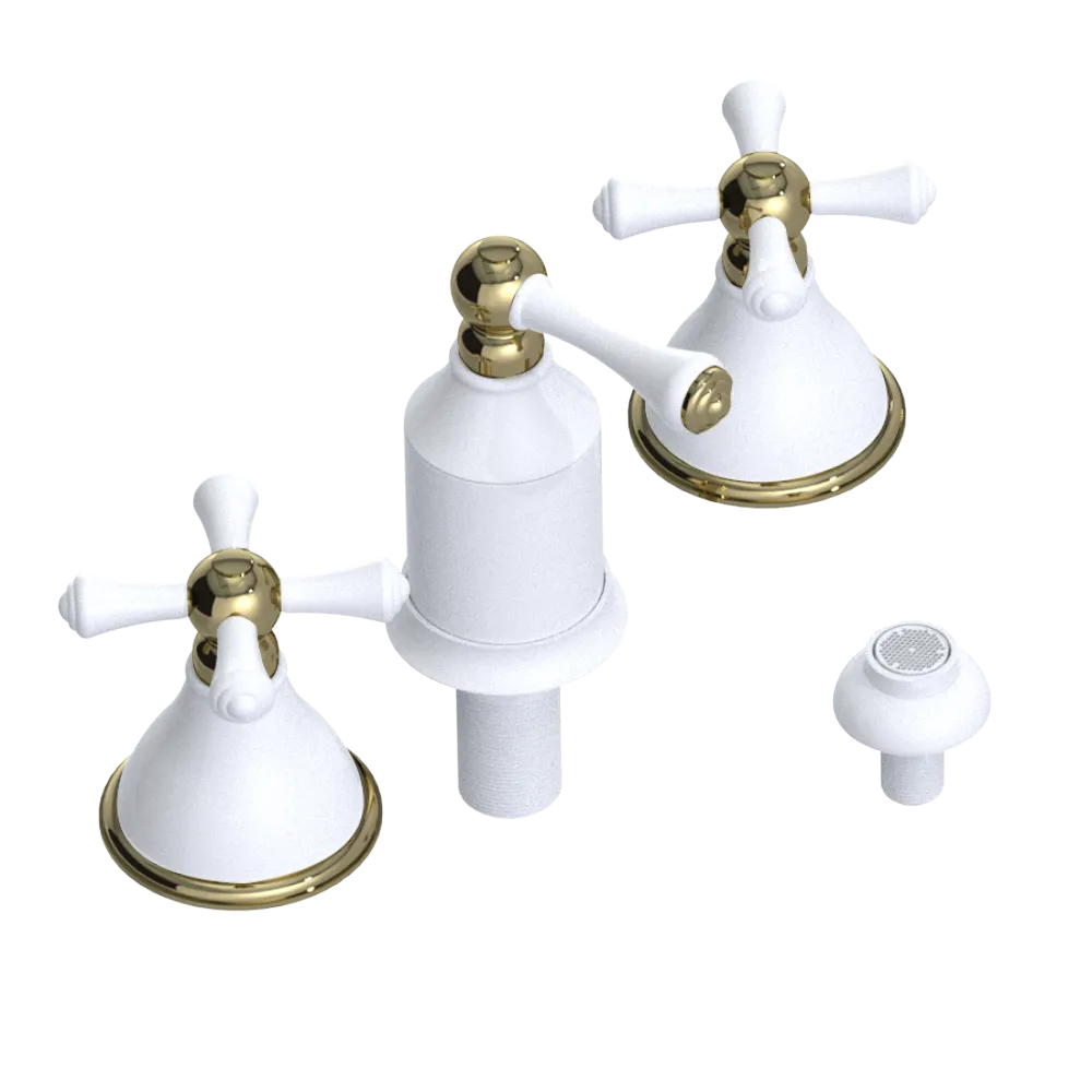 Rubinet Bidet Fitting with Spray, Diverter, and Vacum Breaker (Less Drain) White
