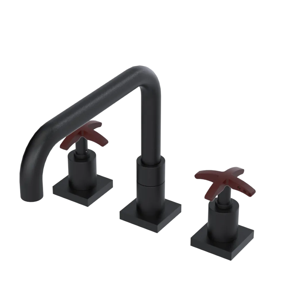 Rubinet Widespread Kitchen Set with Genesis Spout Matt Black