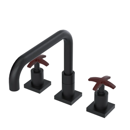 Rubinet Widespread Kitchen Set with Genesis Spout Matt Black
