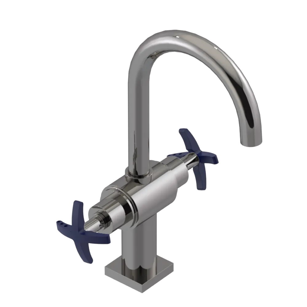 Rubinet Single Hole Dual Handle Lav. Set. (less drain) Polished Nickel