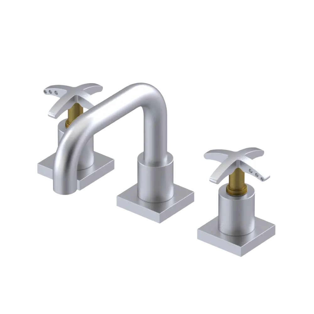 Rubinet Widespread Lav. Set. with Genesis spout (less drain) Satin Chrome