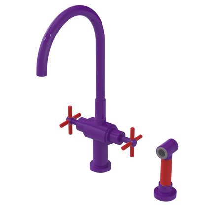 Rubinet Two Handle Single Hole Kitchen Set with LaSalle Spout with Hand Spray Purple Haze