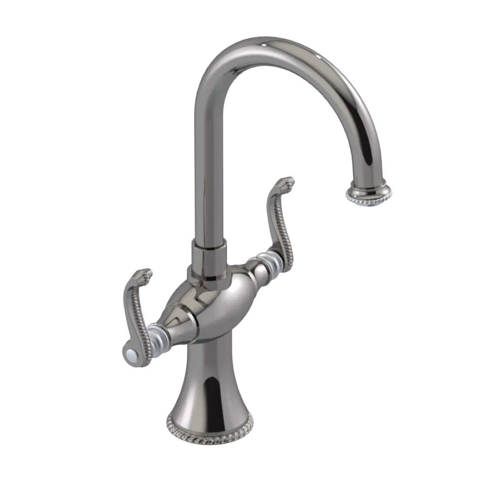 Rubinet Single Hole Dual Handle Lav. Set. (less drain) Polished Nickel