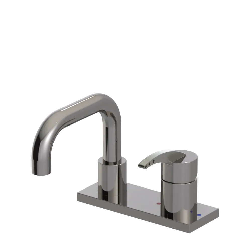 Rubinet 4" Centre Single Control Lav. Set. with Genesis spout (less drain) Polished Nickel