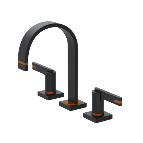 Rubinet Widespread Lav. Set. (less drain) Matt Black