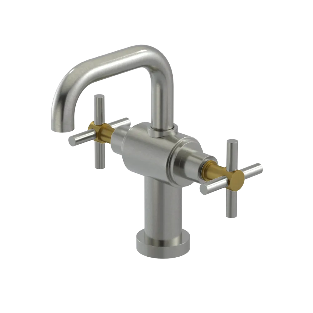 Rubinet Single Hole Dual Handle Lav. Set. (less drain) Satin Nickel