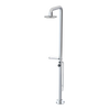 Rubinet Pressure Balance Outdoor Shower with Foot Rinse & 10" Shower Head (with shelf) - 304 Stainless Steel Chrome