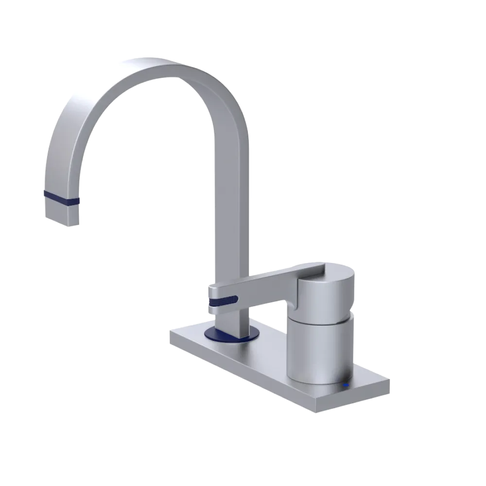 Rubinet 4" Centre Single Control Lav. Set (less drain) Satin Chrome