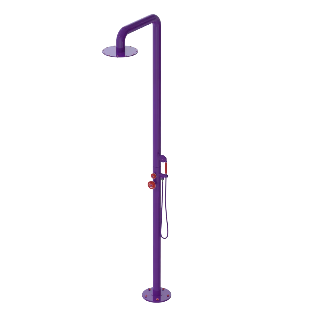 Rubinet Pressure Balance Outdoor Shower with Hand Held Shower & 10" Shower Head - 304 Stainless Steel Purple Haze