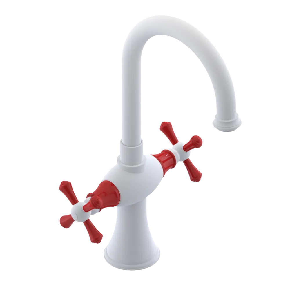 Rubinet Single Hole Dual Handle Lav. Set. (less drain) Matt White