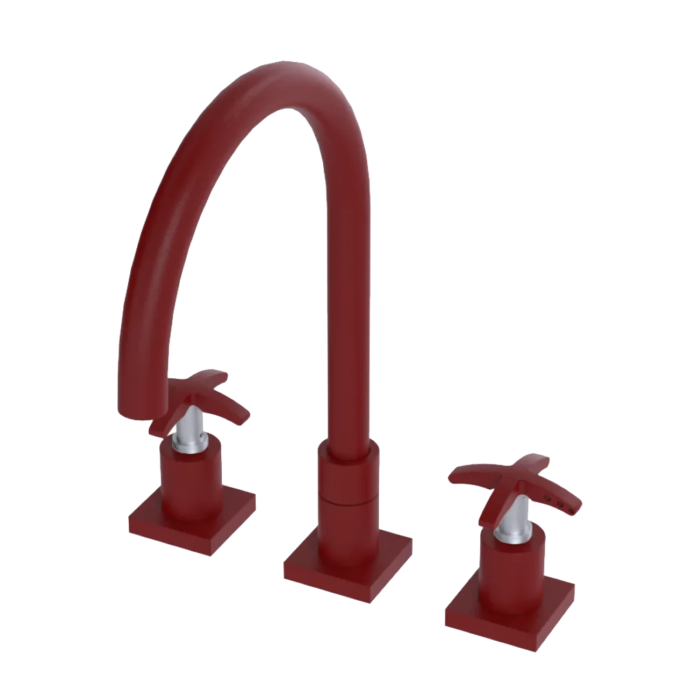 Rubinet Widespread Kitchen Set Maroon