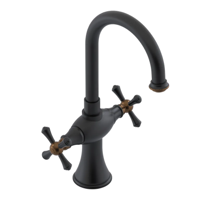 Rubinet Single Hole Dual Handle Lav. Set. (less drain) Matt Black