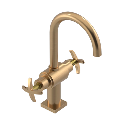 Rubinet Single Hole Dual Handle Lav. Set. (less drain) Satin Gold