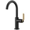 Litze Bar Faucet with Arc Spout and Industrial Handle Kit - Matte Black / Brilliance® Luxe Gold®