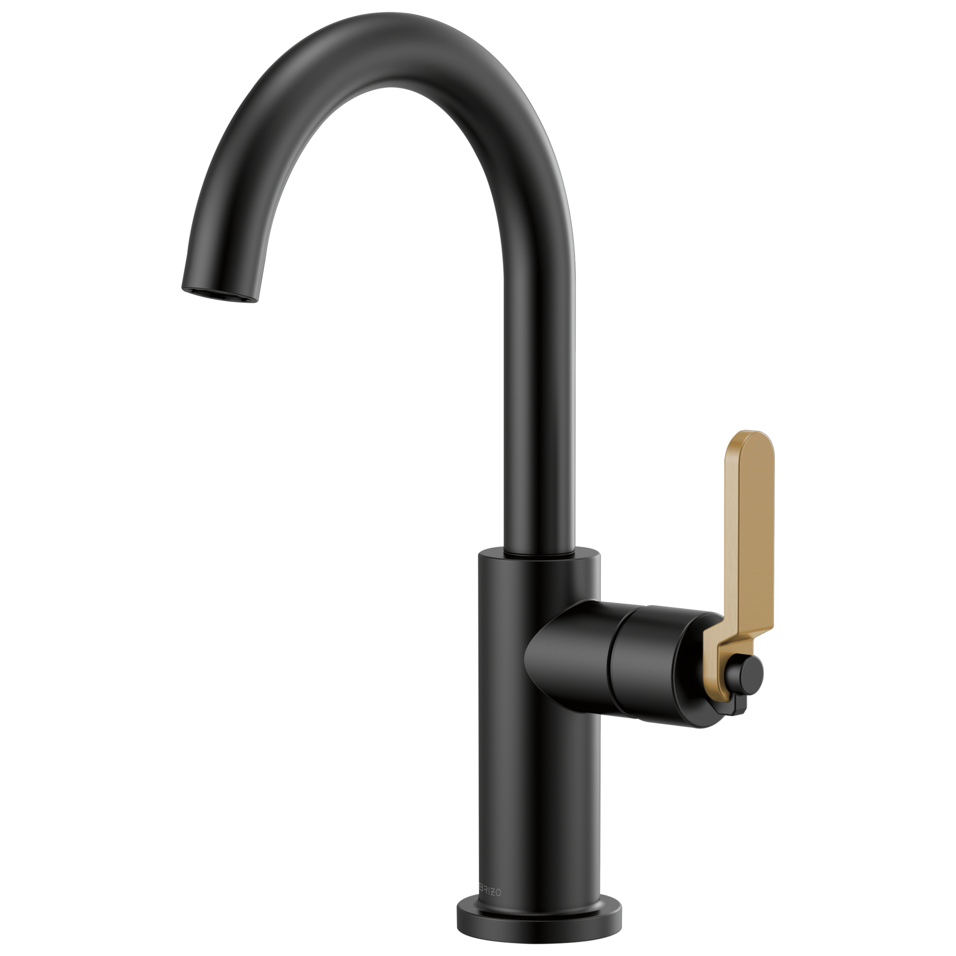 Litze Bar Faucet with Arc Spout and Industrial Handle Kit - Matte Black / Brilliance® Luxe Gold®