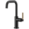 Litze Bar Faucet with Square Spout and Knurled Handle Kit - Matte Black / Brilliance® Luxe Gold®