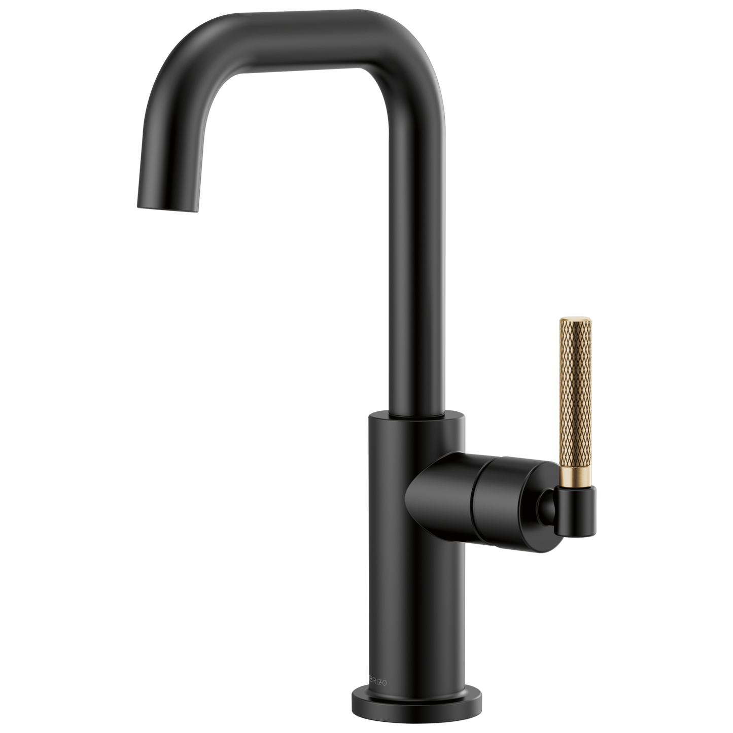 Litze Bar Faucet with Square Spout and Knurled Handle Kit - Matte Black / Brilliance® Luxe Gold®