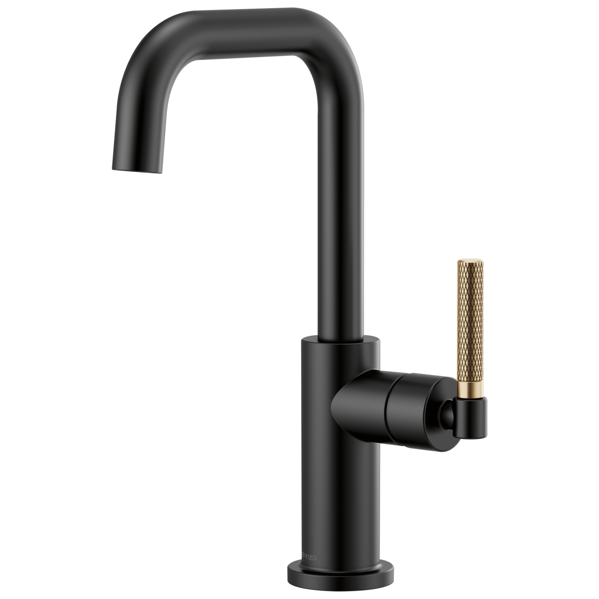 Litze Bar Faucet with Square Spout and Knurled Handle Kit - Matte Black / Brilliance® Luxe Gold®