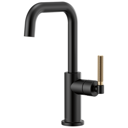Litze Bar Faucet with Square Spout and Knurled Handle Kit - Matte Black / Brilliance® Luxe Gold®