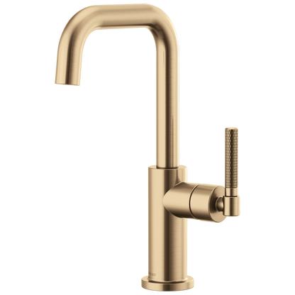Litze Bar Faucet with Square Spout and Knurled Handle Kit - Brilliance® Luxe Gold®