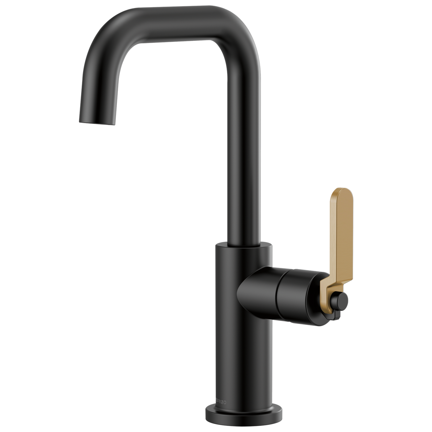 Litze Bar Faucet with Square Spout and Industrial Handle Kit - Matte Black / Brilliance® Luxe Gold®