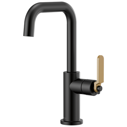 Litze Bar Faucet with Square Spout and Industrial Handle Kit - Matte Black / Brilliance® Luxe Gold®