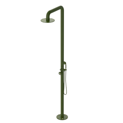 Rubinet Pressure Balance Outdoor Shower with Hand Held Shower & 10" Shower Head - 304 Stainless Steel Green Envy