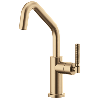 Litze Bar Faucet with Angled Spout and Knurled Handle Kit - Brilliance® Luxe Gold®