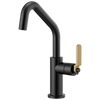 Litze Bar Faucet with Angled Spout and Industrial Handle Kit - Matte Black / Brilliance® Luxe Gold®