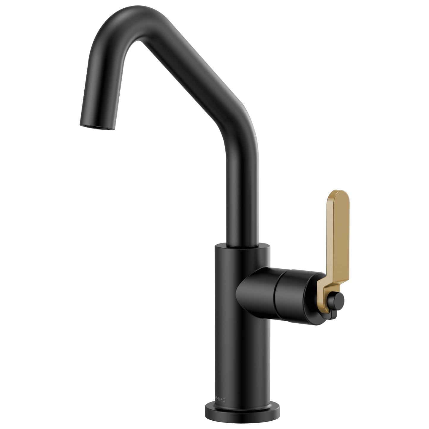Litze Bar Faucet with Angled Spout and Industrial Handle Kit - Matte Black / Brilliance® Luxe Gold®