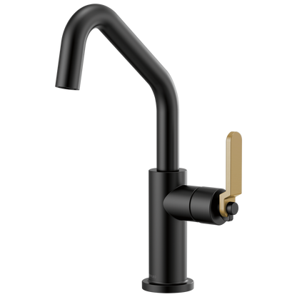 Litze Bar Faucet with Angled Spout and Industrial Handle Kit - Matte Black / Brilliance® Luxe Gold®