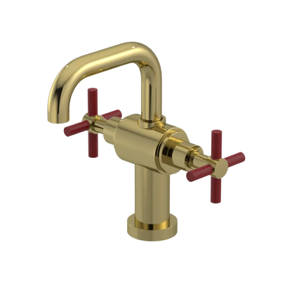Rubinet Single Hole Dual Handle Lav. Set. (less drain) Natural Brass