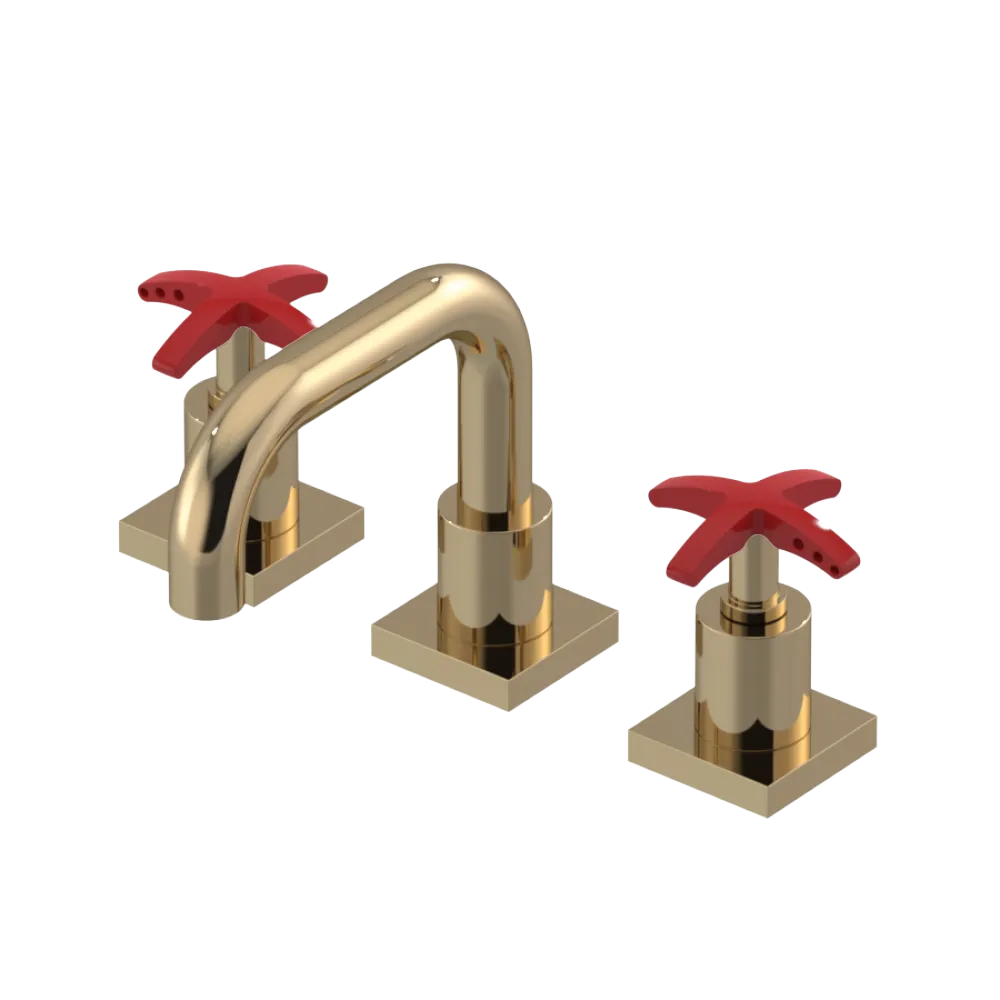 Rubinet Widespread Lav. Set. with Genesis spout (less drain) Gold