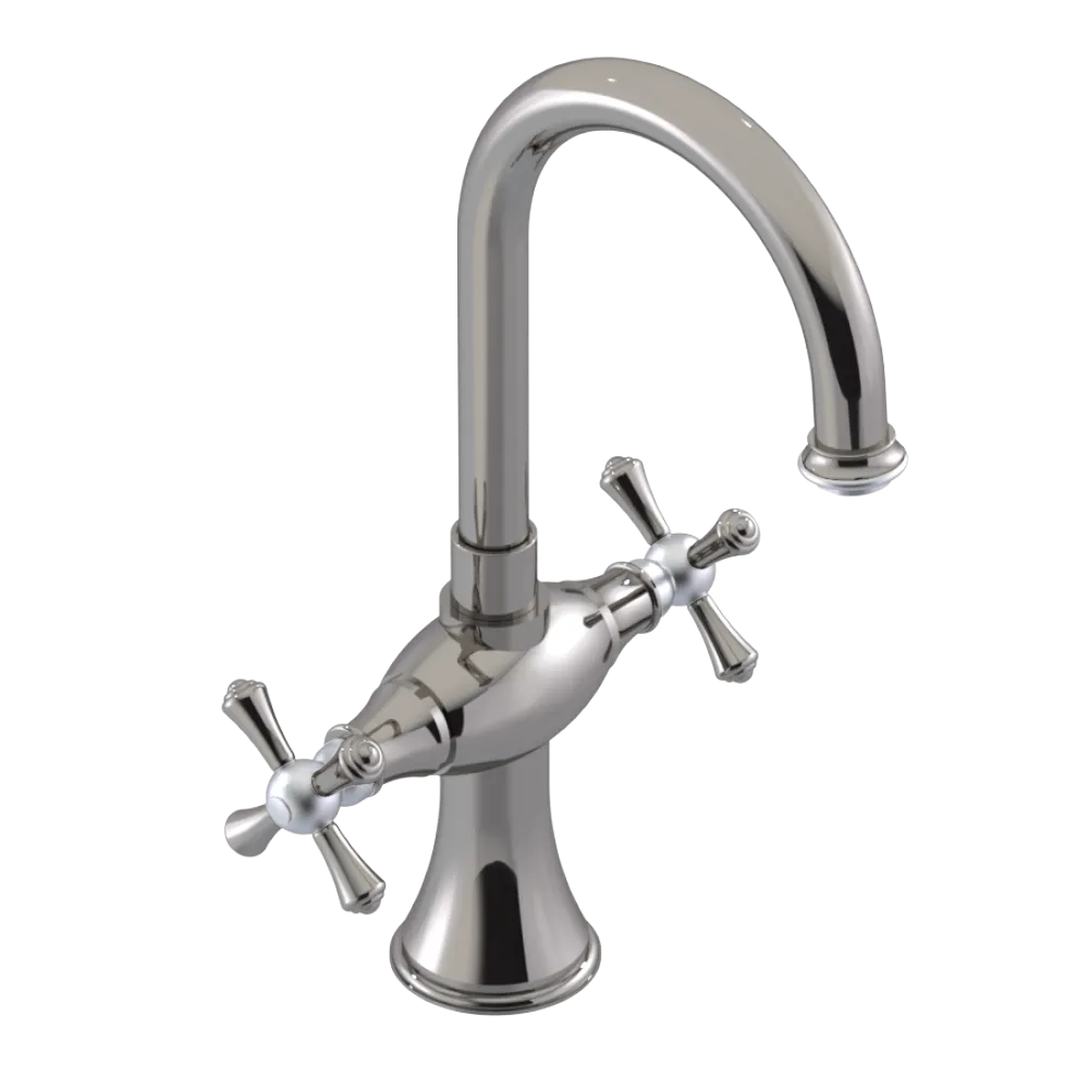 Rubinet Single Hole Dual Handle Lav. Set. (less drain) Polished Nickel