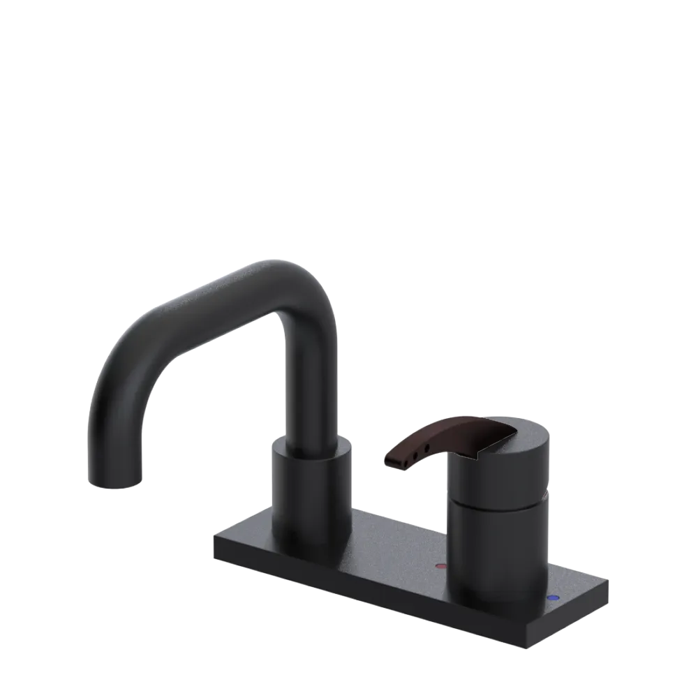 Rubinet 4" Centre Single Control Lav. Set. with Genesis spout (less drain) Matt Black